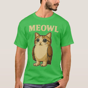 Meowl Lustiges Miauen Katze Eule Brainrot Memeeen T-Shirt