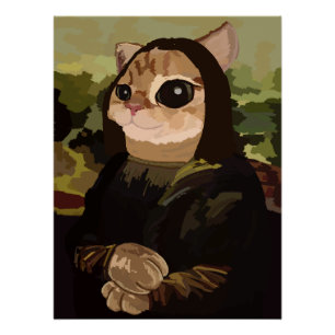 Meowlisa Lustige Mona Lisa Katzen Gesicht Poster