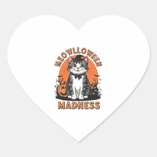 Meowlloween Madness Herz-Aufkleber