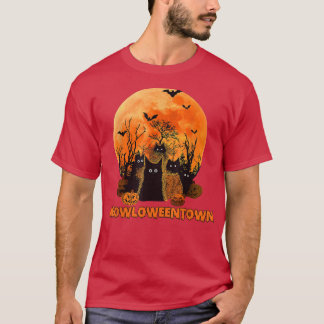 Meowloweown Red Moon Black Cats T-Shirt