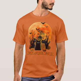 Meowloweown Red Moon Black Cats T-Shirt