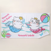Meowmaier Meerjungfrau Katzen schwimmen Buddies Ba Strandtuch (Vorderseite)