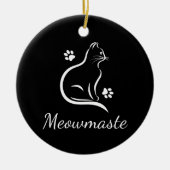 Meowmaste Cat Yoga Keramik Ornament - Runder BLK (Vorne)
