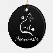 Meowmaste Cat Yoga Keramik Ornament - Runder BLK (Links)