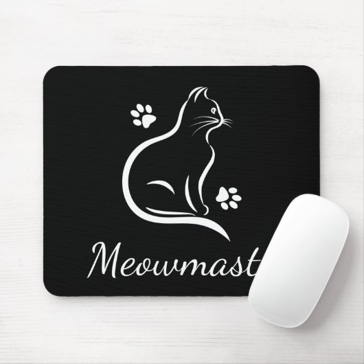 Meowmaste Cat Yoga Mousepad Black (Mit Mouse)