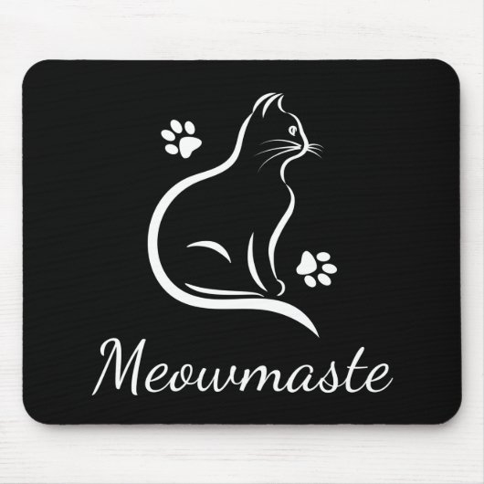 Meowmaste Cat Yoga Mousepad Black (Vorne)