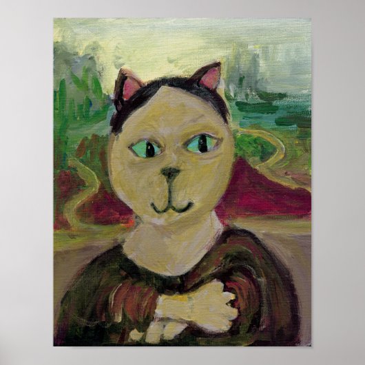 Meowna Mona Lisa Fun Classic Cat Painting Poster (Vorne)