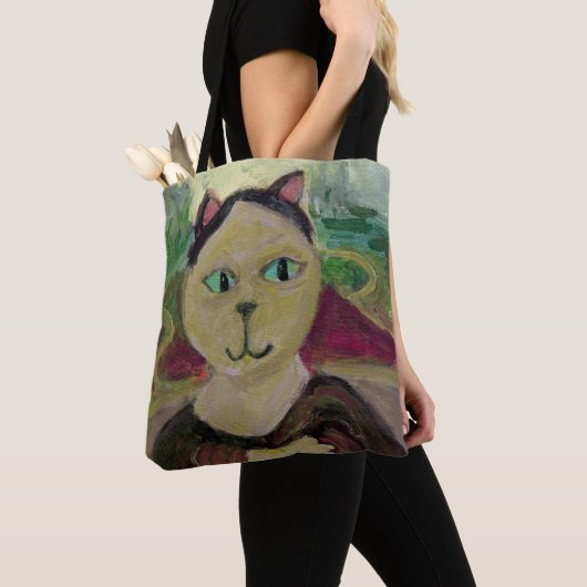Meowna Mona Lisa Fun Classic Cat Painting Tasche (Von Nahem)