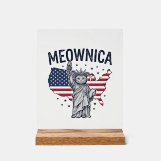 Meownica Patriotische Katze Vintage Vektor Design_ Acrylschild