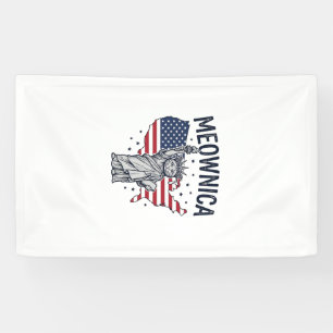 Meownica Patriotische Katze Vintage Vektor Design_ Banner