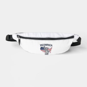Meownica Patriotische Katze Vintage Vektor Design_ Bauchtasche