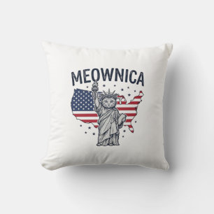 Meownica Patriotische Katze Vintage Vektor Design_ Kissen