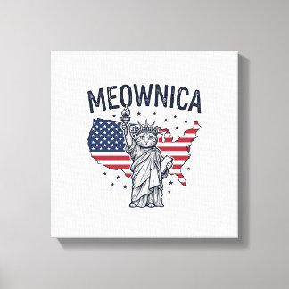 Meownica Patriotische Katze Vintage Vektor Design_ Leinwanddruck