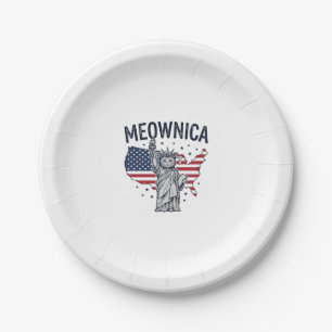 Meownica Patriotische Katze Vintage Vektor Design_ Pappteller