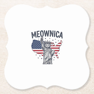 Meownica Patriotische Katze Vintage Vektor Design_ Untersetzer