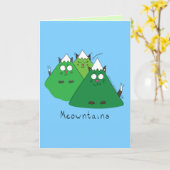 Meowntains - Funny Cat Mountain Pun Card Karte (Gelbe Blume)