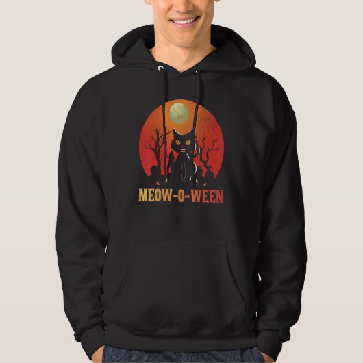 Meowoween Meow-O-Ween Cat Halloween Hoodie (Vorderseite)