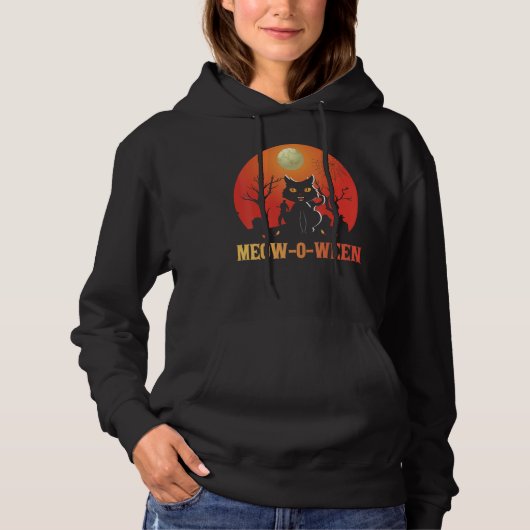 Meowoween Meow-O-Ween Cat Halloween Hoodie (Vorderseite)