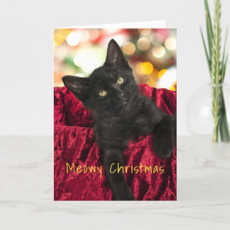 Meowown Christmas Black Kitten Weihnachts-Grußkart Karte