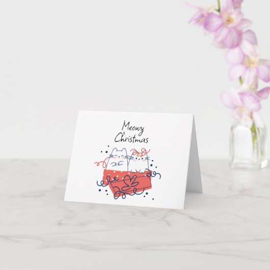 Meowowy Weihnachten Zwei Katzen in einer Schachtel Karte (Orchidee)