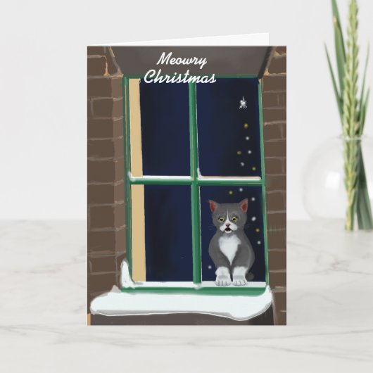 Meowry Christmas Feiertagskarte (Vorderseite)