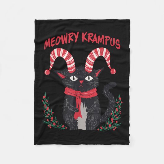 Meowry Krampus Funny Krampus Is Coming To Town Cat Fleecedecke (Vorderseite)