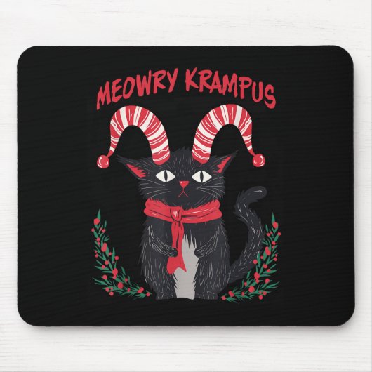 Meowry Krampus Funny Krampus Is Coming To Town Cat Mousepad (Vorne)