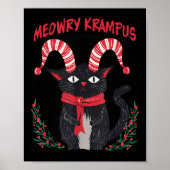 Meowry Krampus Funny Krampus Is Coming To Town Cat Poster (Vorne)