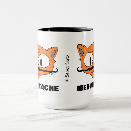 MEOWSTACHE Funny Mustache Cat Señor Gato Tasse (Zentrum)