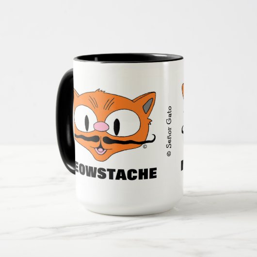 MEOWSTACHE Funny Mustache Cat Señor Gato Tasse (Vorderseite Links)