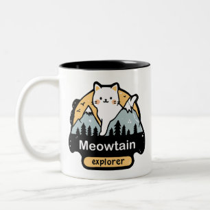 Meowtain Explorer – Süßes Katzenabenteuer-Design Zweifarbige Tasse
