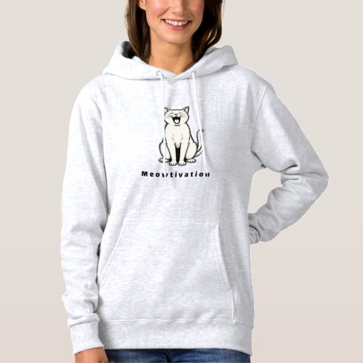 Meowtivation – Funny Minimalist Cat Pun Design for Hoodie (Vorderseite)