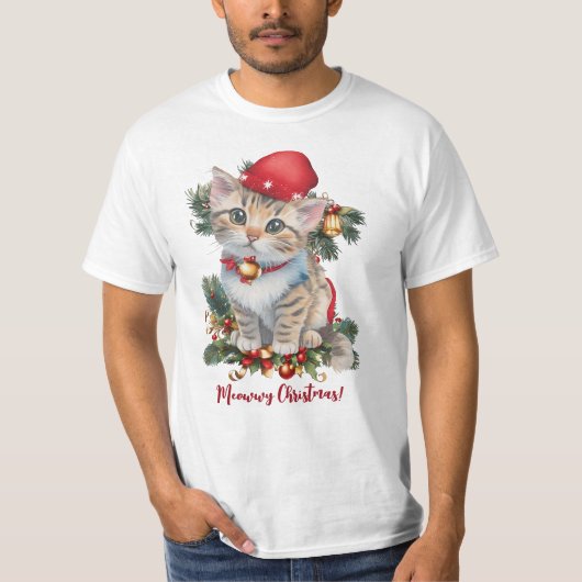 Meowwwwwwwy Weihnachten T-Shirt (Vorderseite)