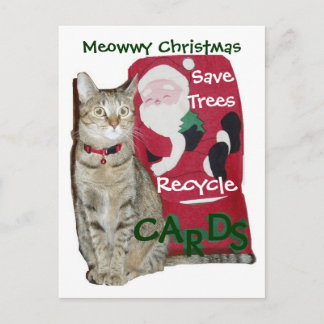 Meowwwy Christmas Recycle Postcard Feiertagspostkarte