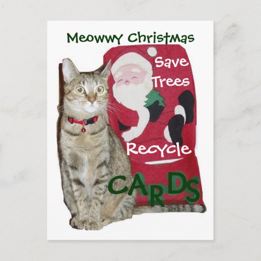 Meowwwy Christmas Recycle Postcard Feiertagspostkarte (Vorderseite)