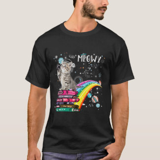 Meowy Astronauten T-Shirt Astronaut Katze Retro Sp