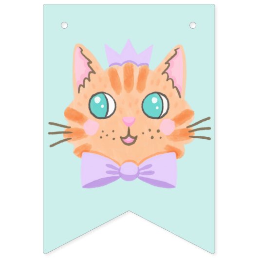 Meowy Birthday Niedlich Rainbow Cats Wimpelkette (Erste Fahne)