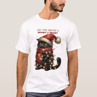 Meowy & Bright Cat Weihnachtshemd T-Shirt