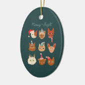 Meowy & Bright Green Weihnachtskatzen Keramik Ornament (Links)