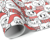 Meowy & Bright - Weihnachtskatzen Geschenkpapier (Rolleneckpunkt)