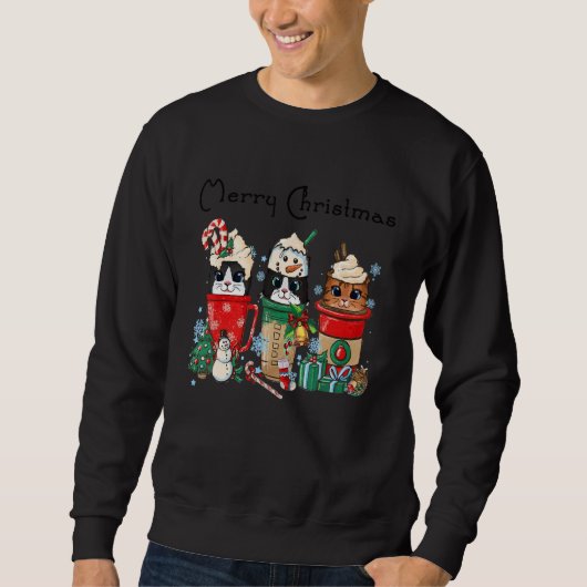 Meowy Cat Christmas Cat Coffee Sweatshirt (Vorderseite)