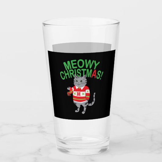 Meowy Cat Christmas Glas (Vorderseite)