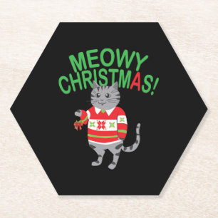 Meowy Cat Christmas Untersetzer
