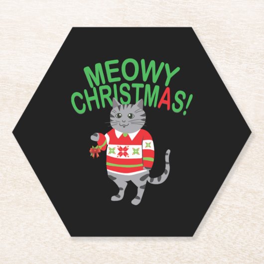Meowy Cat Christmas Untersetzer (Vorderseite)
