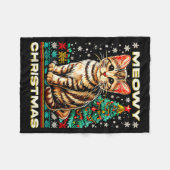 Meowy Cat Ugly Christmas Sweater Shirt Fleecedecke (Vorderseite (Horizontal))