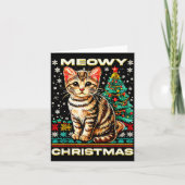 Meowy Cat Ugly Christmas Sweater Shirt  Karte (Vorderseite)