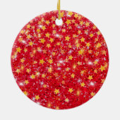 Meowy Cat Weihnachten Roter funkelnder Glitzer Keramik Ornament (Hinten)