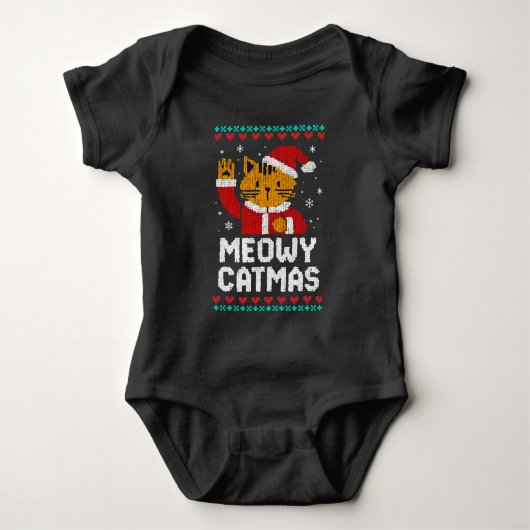 Meowy Catmas Baby Strampler (Vorderseite)