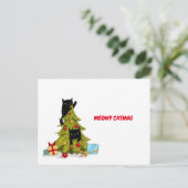 Meowy Catmas Black Funny Cats Weihnachts-Postkarte Postkarte (Stehend Vorderseite)