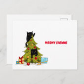 Meowy Catmas Black Funny Cats Weihnachts-Postkarte Postkarte (Vorne/Hinten)